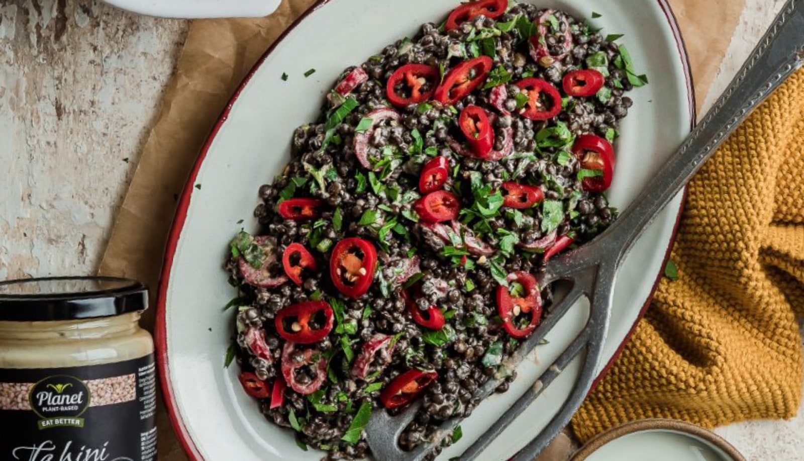 Linsensalat mit Sesam-Sonnenblumen-Dukkah